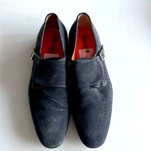 New Men's Santoni suede Monk shoes.size 8